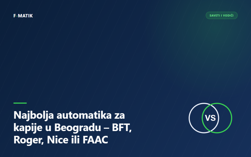 Najbolja automatika za kapije u Beogradu – BFT, Roger, Nice ili FAAC