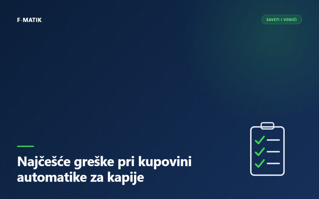 Najčešće greške pri kupovini automatike za kapije